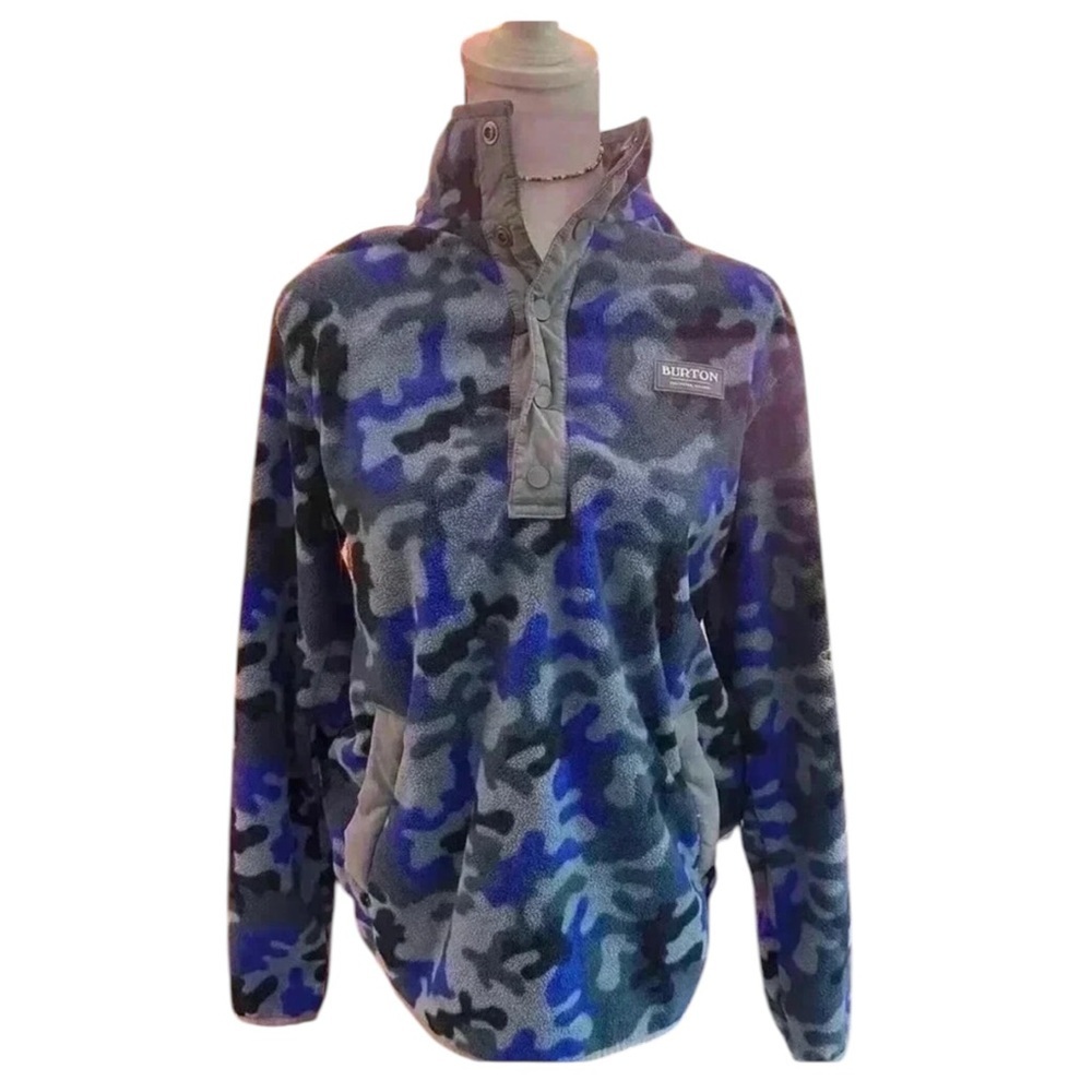 BURTON | Blue camo camp VAIL half button-up snow winter skiing hiking | SIZE S